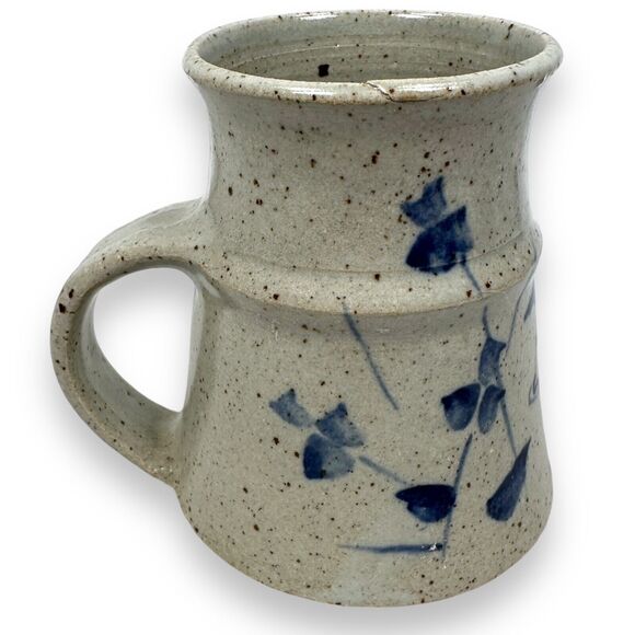 Carole Beal Art Pottery Mug 4" Speckled Gray Duck & Flowers Decorative Round - Picture 1 of 8